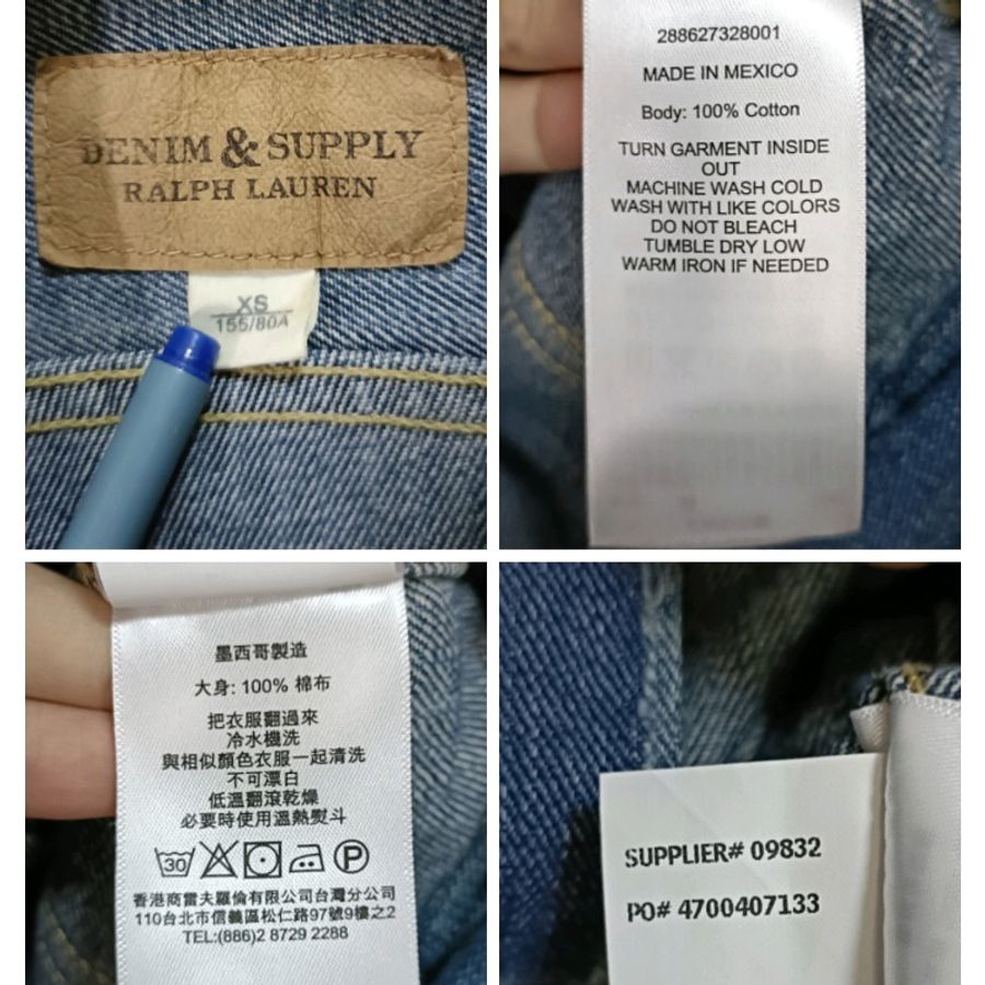Ralph Lauren Denim & Supply 破壞加工 燈芯絨領 淺色 丹寧外套 牛仔外套 女xs-8