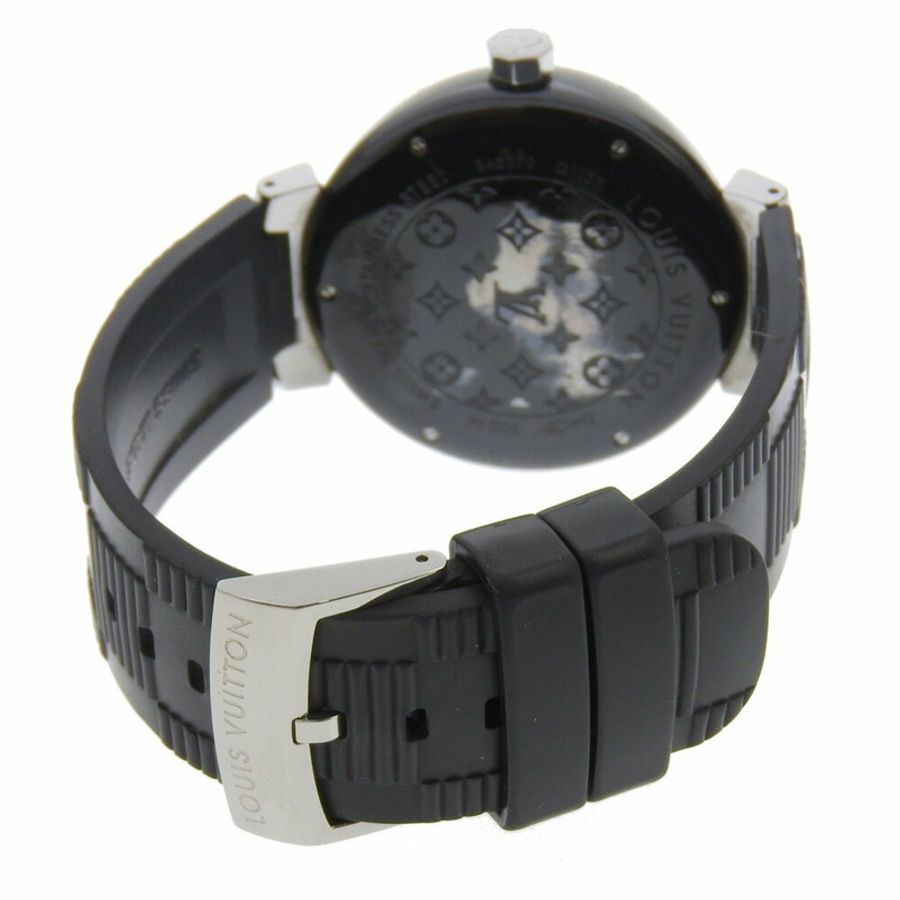 Louis Vuitton Tambour GMT 手錶 Q113K 不鏽鋼 x 橡膠 自動黑色錶盤男式-4