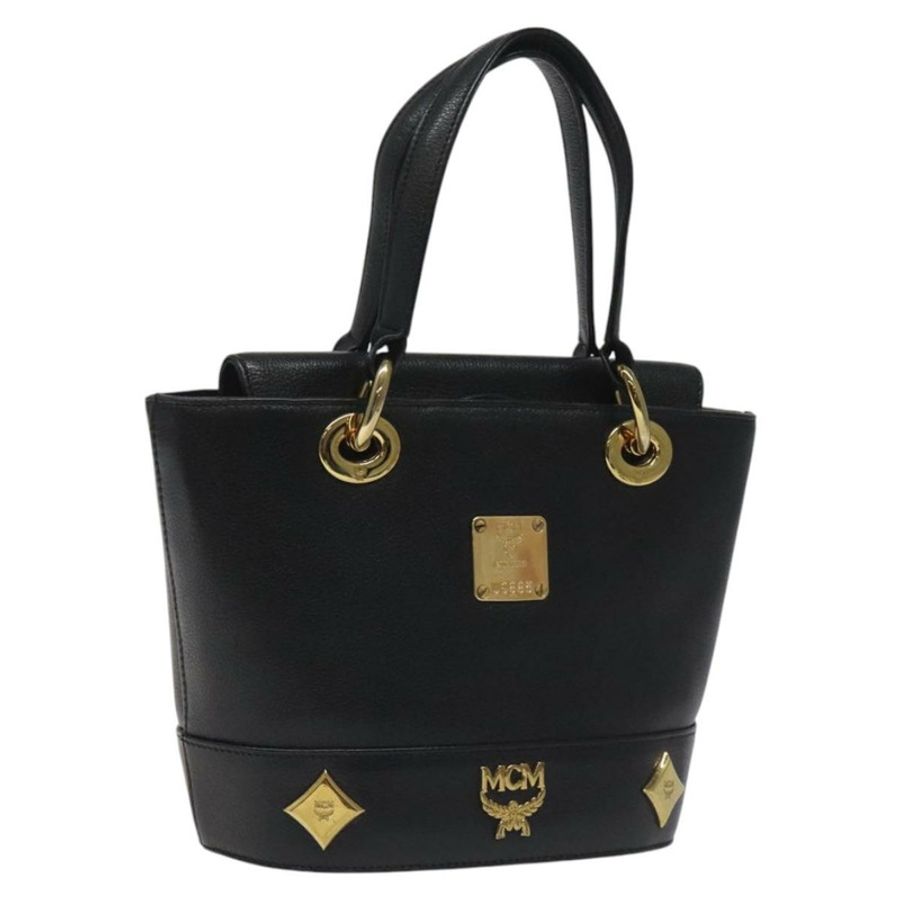 【日本直送】MCM 手提包 皮革 黑色 金色 正品 yk17655-0