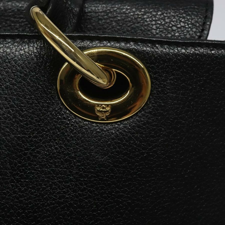 【日本直送】MCM 手提包 皮革 黑色 金色 正品 yk17655-9