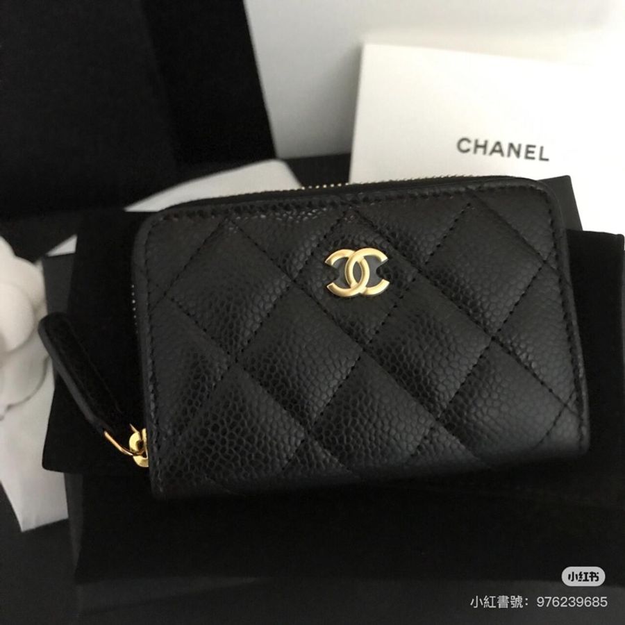 剛離櫃🔥全新大全配🈶️25年購證 chanel 黑金 #荔枝皮 ㄇ字拉鍊 #零錢包 #卡包 香奈兒25s-11