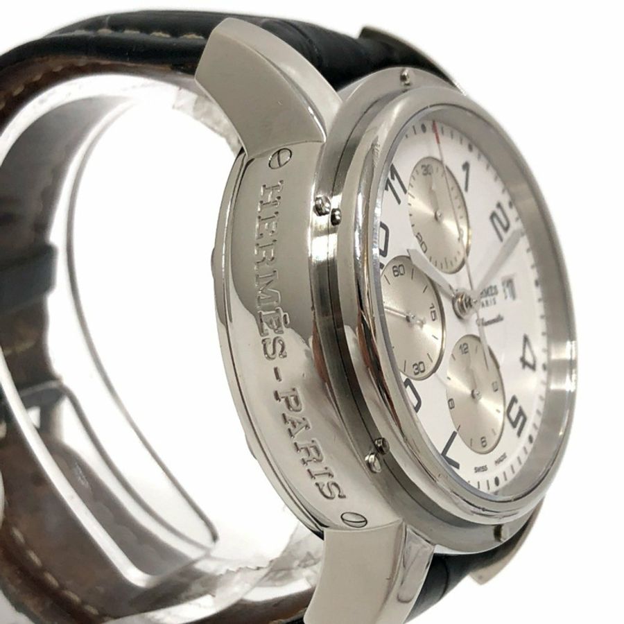 HERMES CP1.910 Clipper Chrono 自動計時碼錶日期腕錶 SS 男士銀色-3