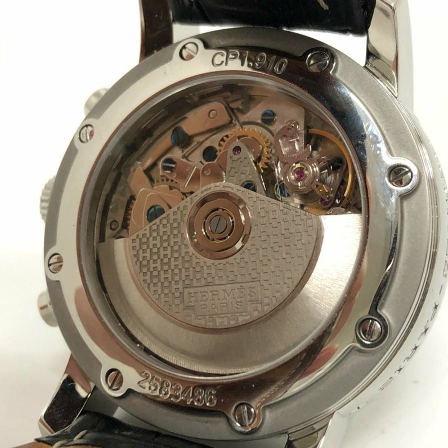 HERMES CP1.910 Clipper Chrono 自動計時碼錶日期腕錶 SS 男士銀色-7