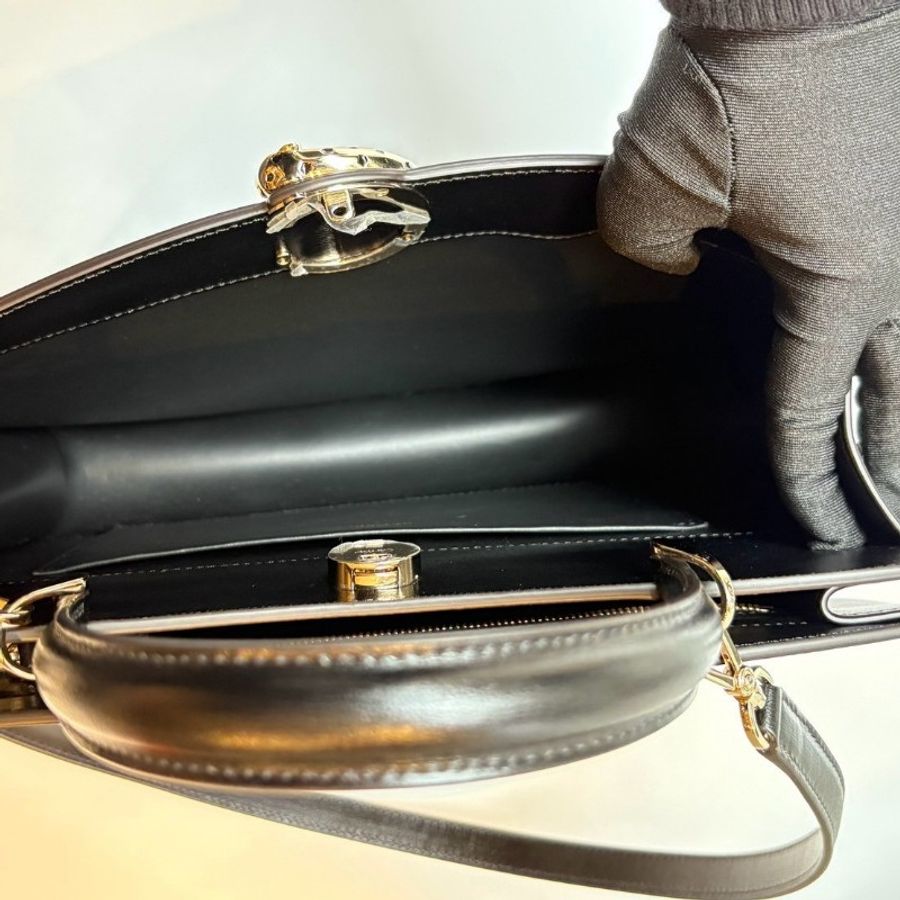 Cartier 美洲豹系列 黑皮典雅兩用包-6