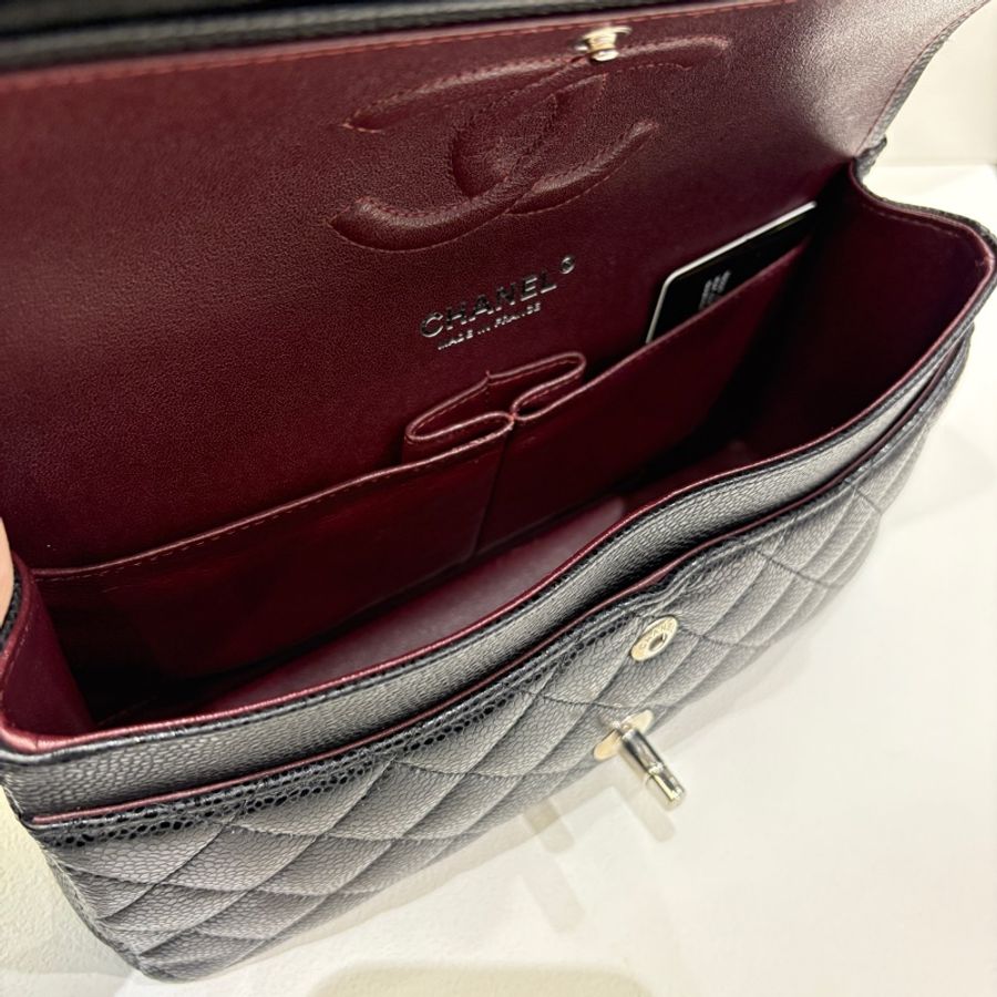 CHANEL黑荔枝皮銀扣COCO25A01112-10
