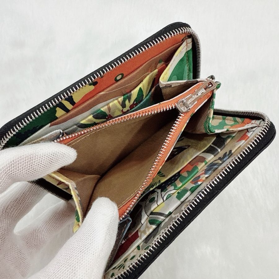 莉亞精品♡Hermes 絲巾短夾 狗來富x黑 全新-3