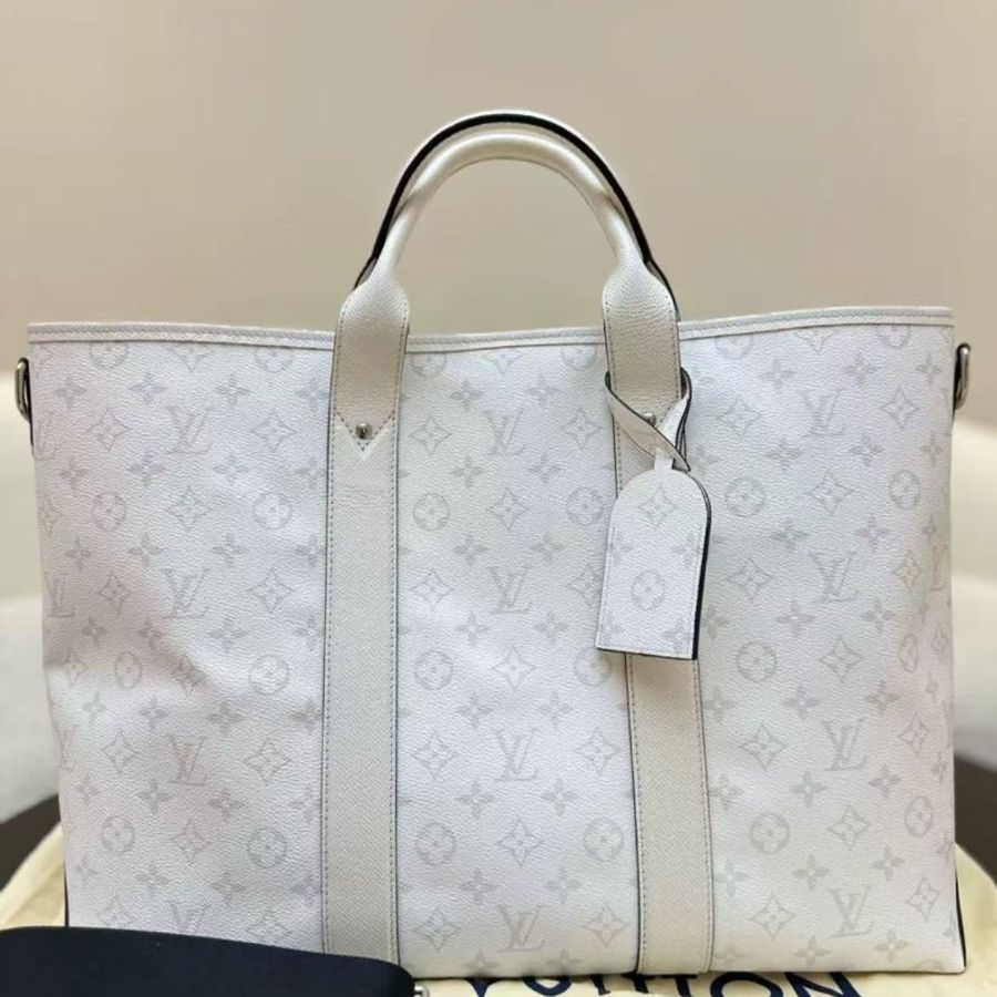 LOUIS VUITTON Weekend 灰白色 托特包 單肩包 男款 配件塵袋 98新-1