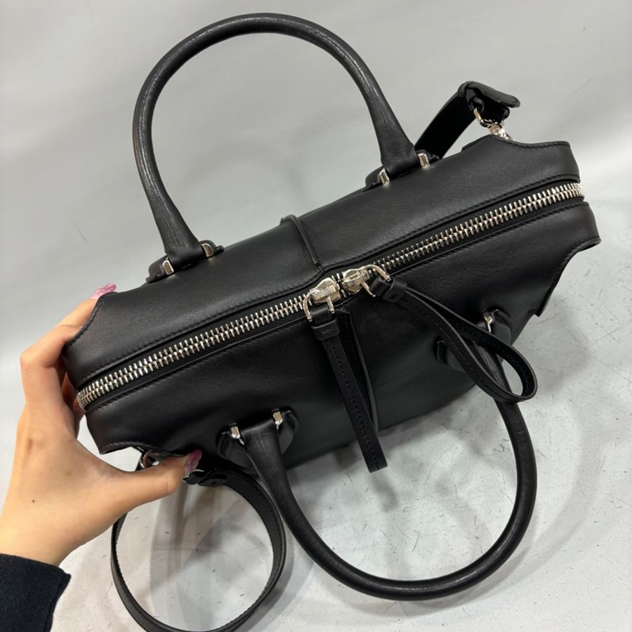 Tods黑色牛皮銀釦手提肩背兩用包 托特包D-Styling-14