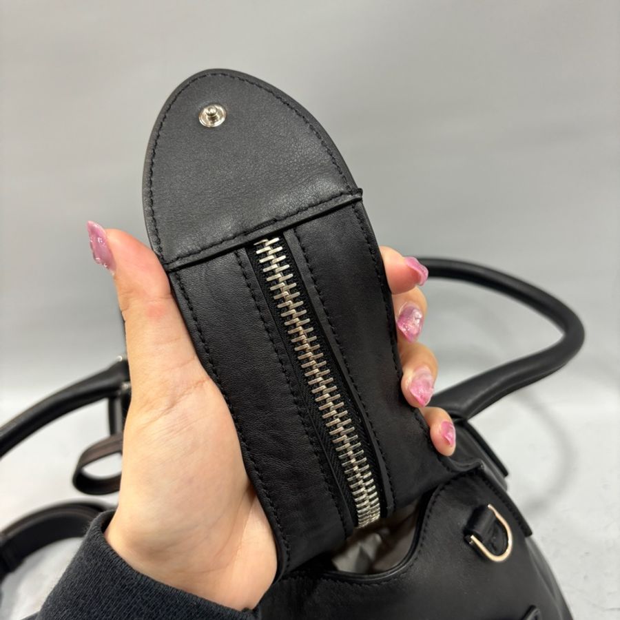 Tods黑色牛皮銀釦手提肩背兩用包 托特包D-Styling-27
