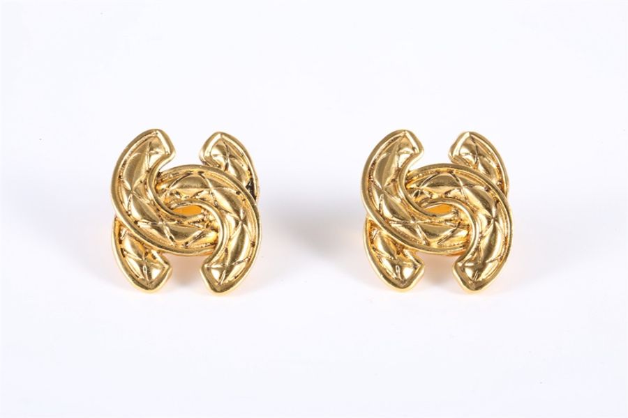 CHANEL(香奈兒)  合金 中古 雙C 小鳥耳夾 大號-3