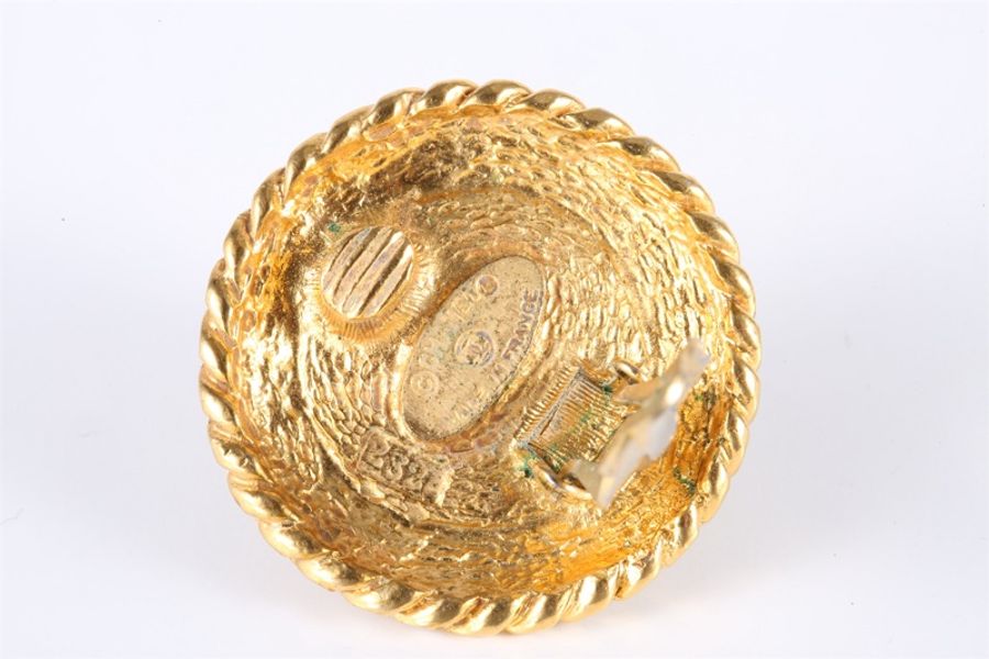 CHANEL(香奈兒)  合金 中古 綠色 琉璃石 耳夾-6