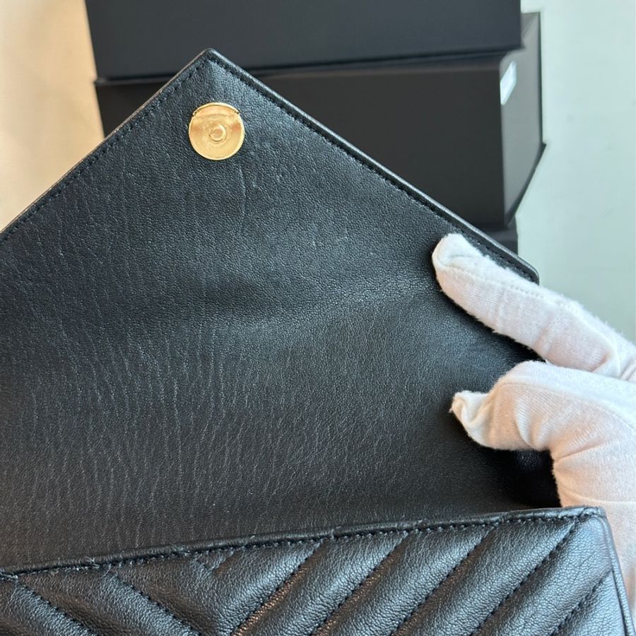 Ysl黑金做舊牛皮學院包-21