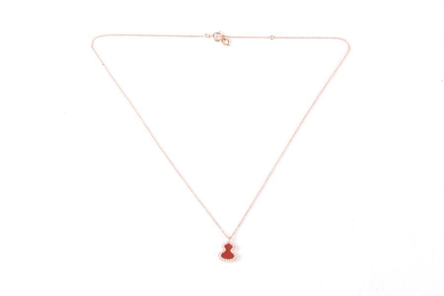 Qeelin(麒麟珠寶) Petite Wulu 18K玫瑰金鑽石及紅瑪瑙項鏈 18K玫瑰金/鑽石 項鏈 玫瑰金-5