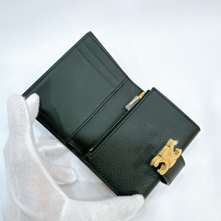 莉亞精品♡Celine 新款小凱旋門三折短夾 黑 全新-3