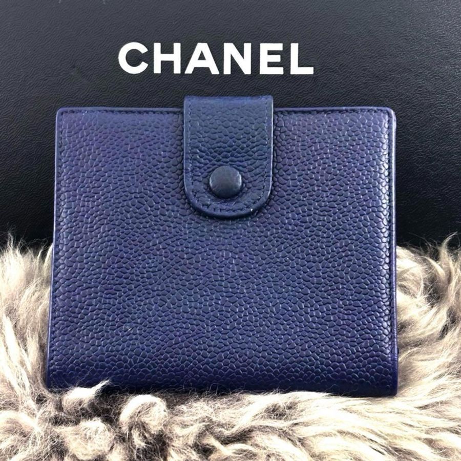 💝FuFu.Style ⟡.·* Chanel 稀有深藍紫色短夾錢包-1