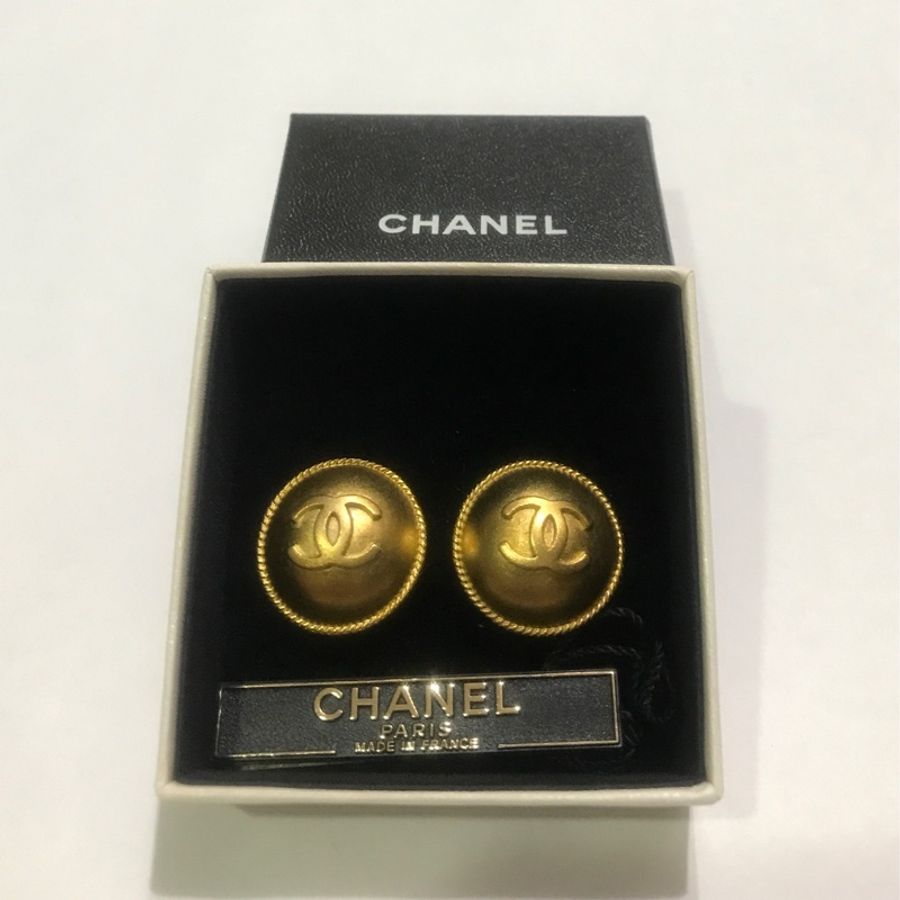 【 CHANEL】二手香奈兒 經典古董 金色圓型雙C耳環(夾式)-0