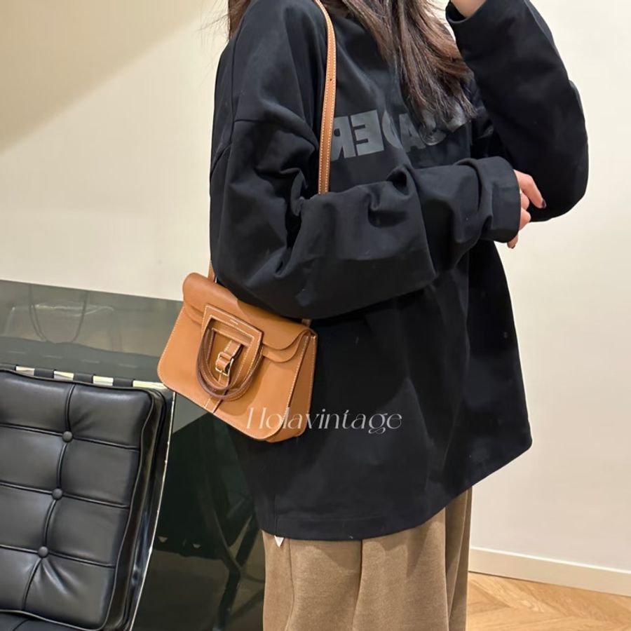 愛馬仕 Hermès Mini HALZAN金棕 銀釦-2
