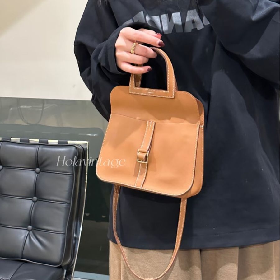 愛馬仕 Hermès Mini HALZAN金棕 銀釦-3