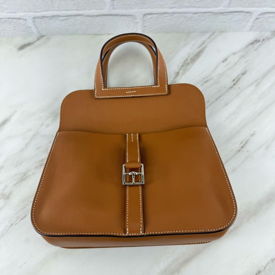 愛馬仕 Hermès Mini HALZAN金棕 銀釦-16