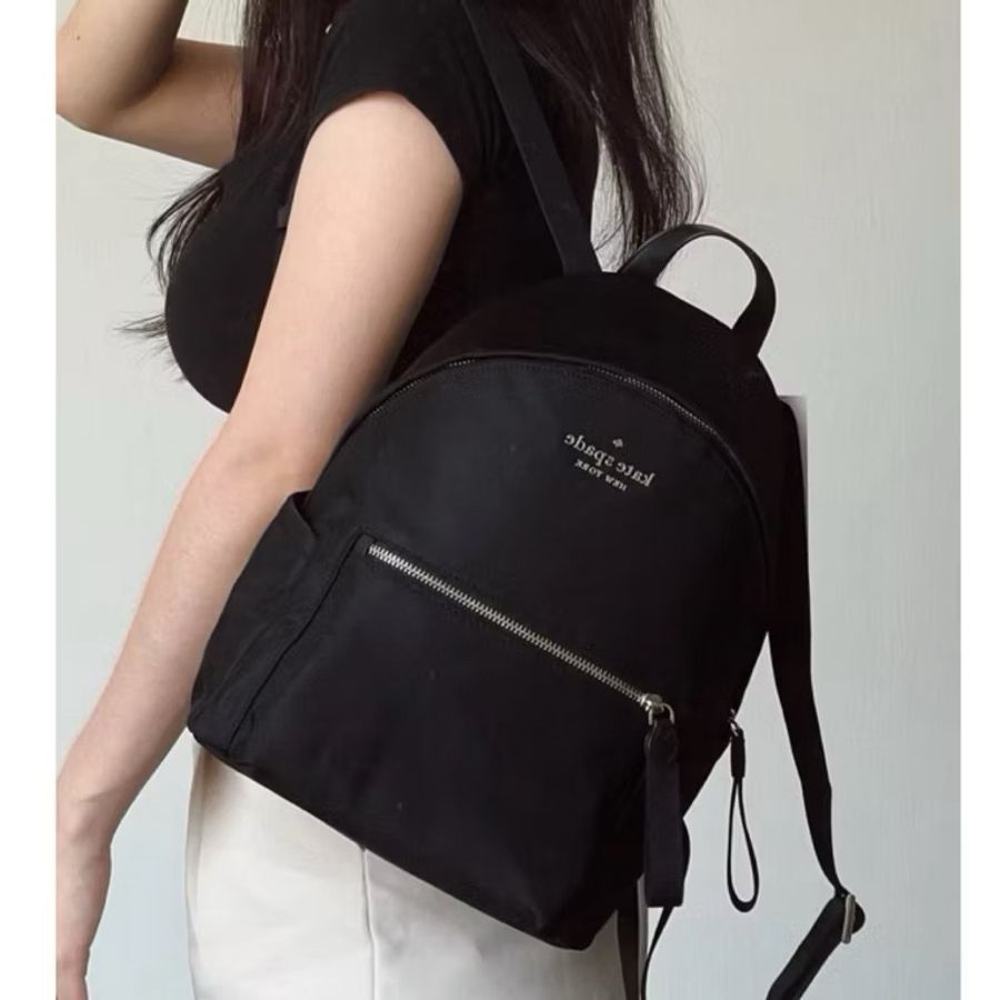 全新 KATE SPADE Chelsea 尼龍拉鍊後背包(中款/黑色)-2