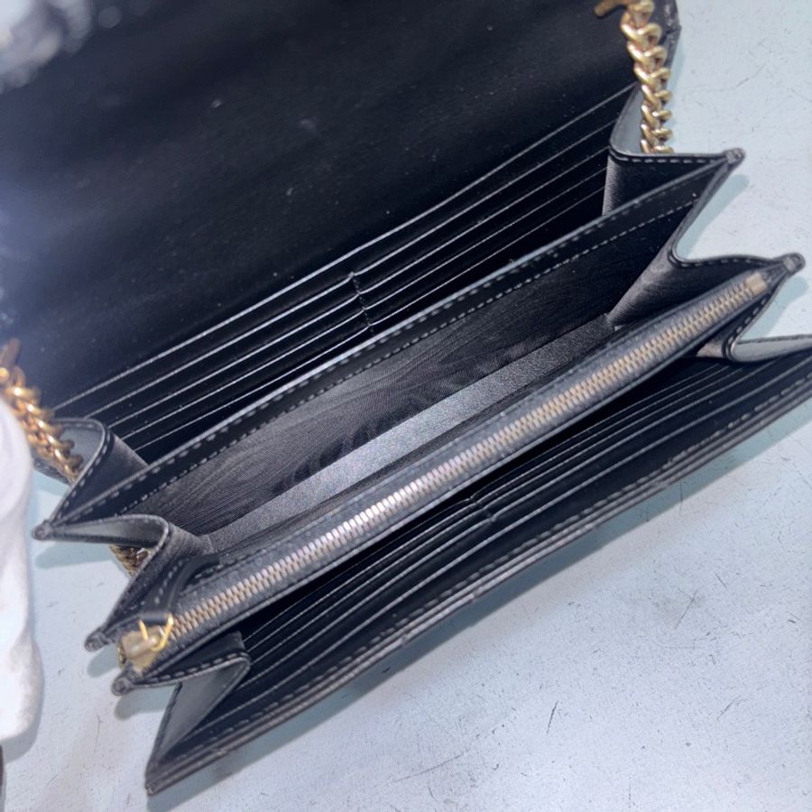 Gucci 474575黑牛皮金GG斜背馬夢鏈條包Marmont Woc-14