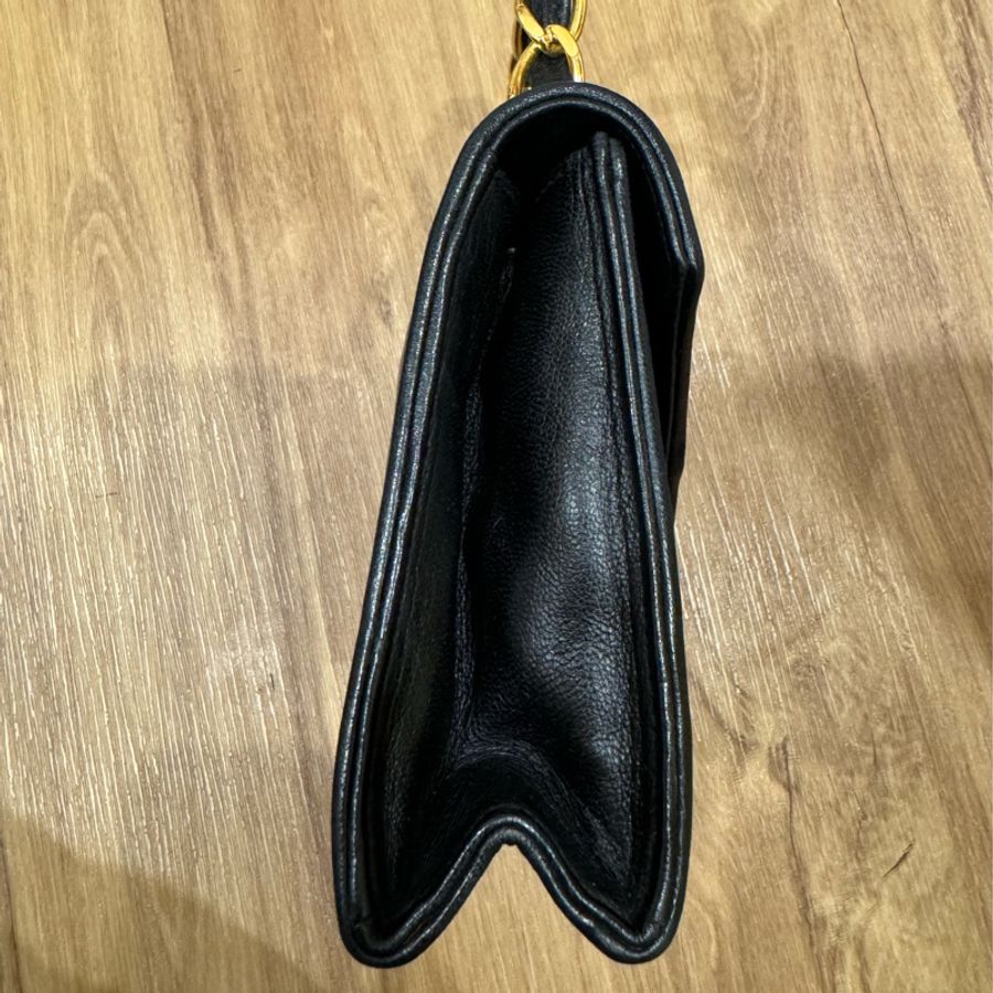 Chanel Vintage 黑色羊皮粗鏈手提mini handle-4