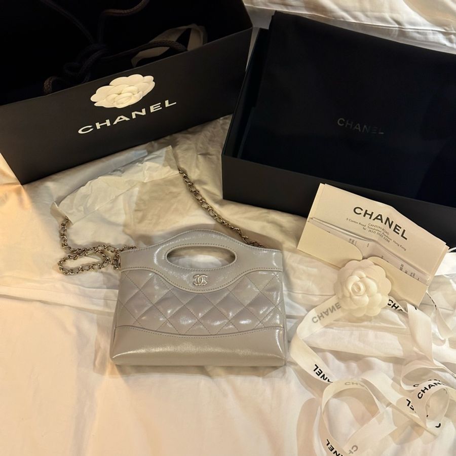 全新🈶️25年購證☑️新款冷灰色🔥#香奈兒 #31bag #nano #25P #灰金-2