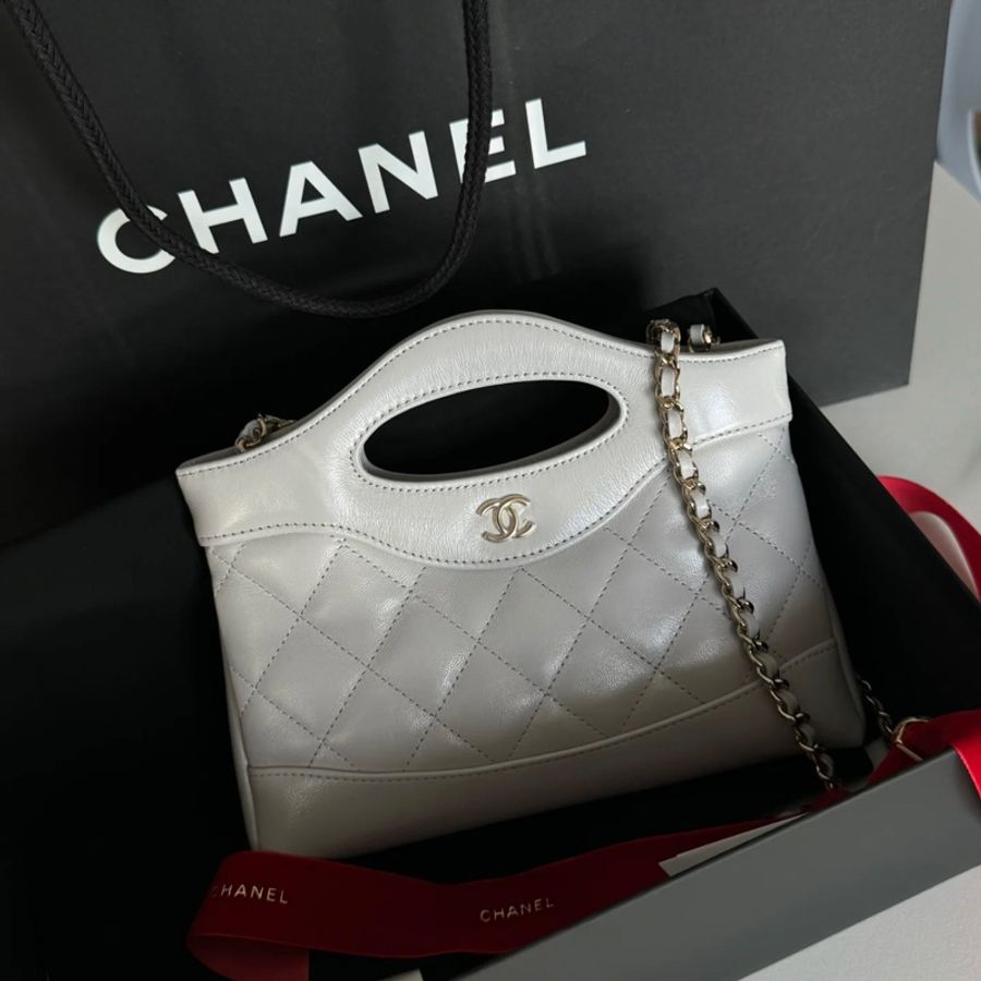 全新🈶️25年購證☑️新款冷灰色🔥#香奈兒 #31bag #nano #25P #灰金-10