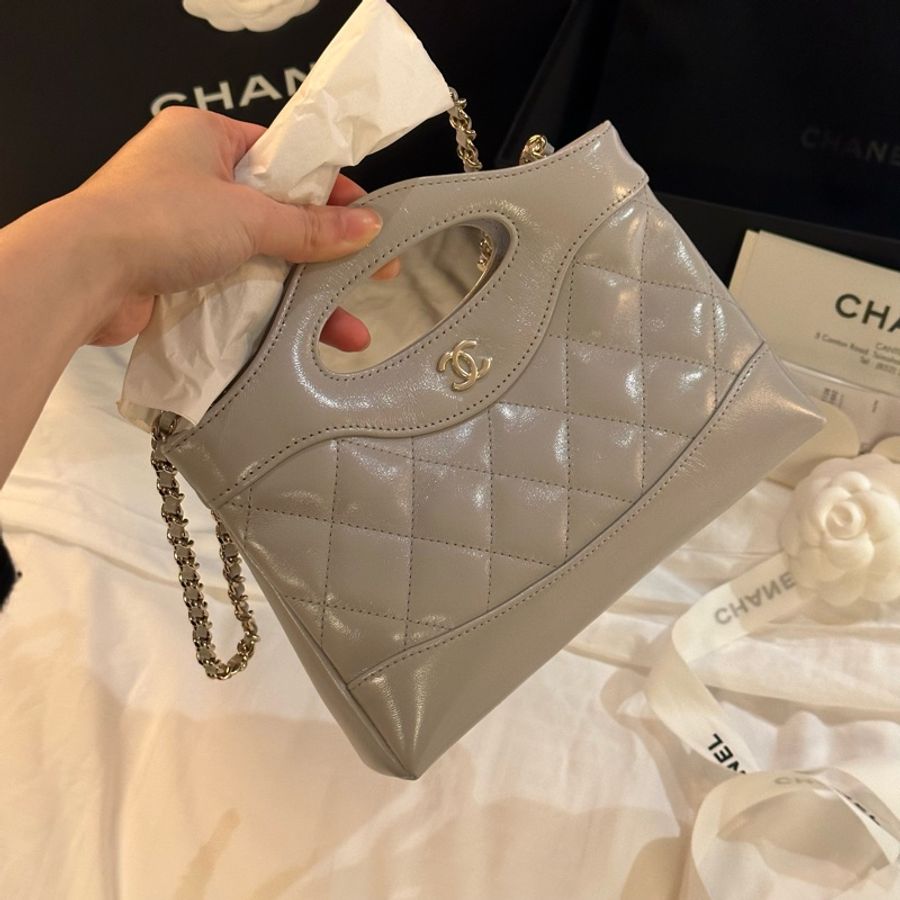 全新🈶️25年購證☑️新款冷灰色🔥#香奈兒 #31bag #nano #25P #灰金-13