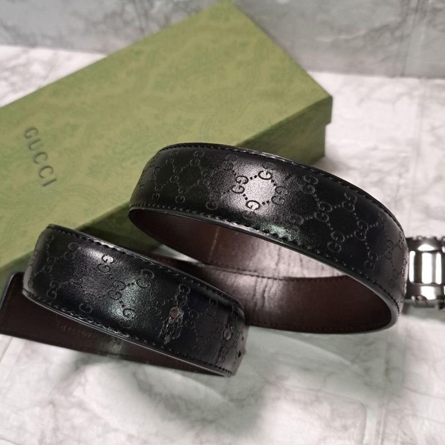 💝FuFu.Style ⟡.·* Gucci 銀色GG皮帶-19