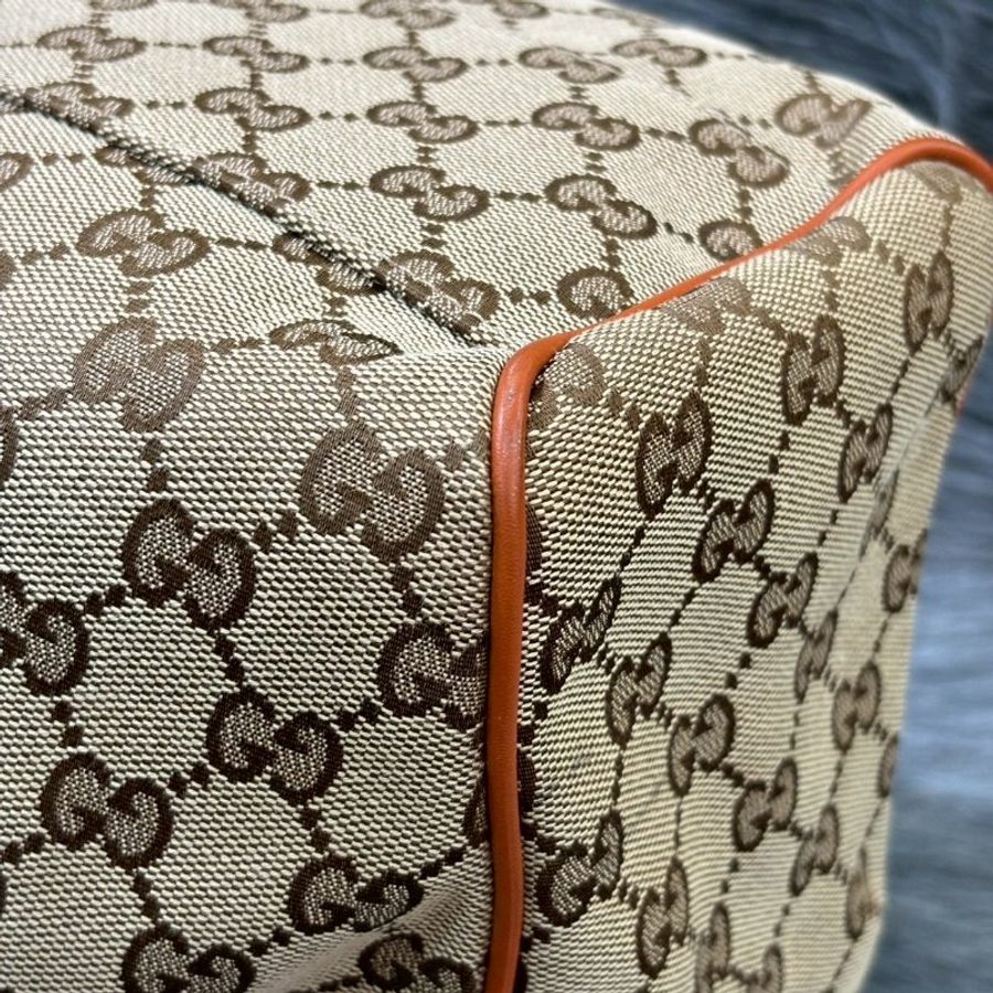 GUCCI 211944 橘色 牛皮 緹花布 拉鍊 肩背包 側背包 手提包 SUKEY-12
