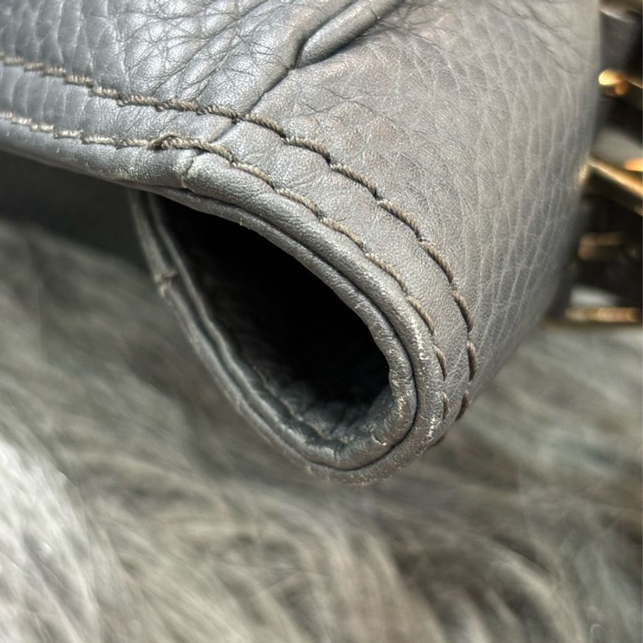 GUCCI 247597 鐵灰 銀河灰 全皮 肩背包 牛角包 購物包 托特包-11