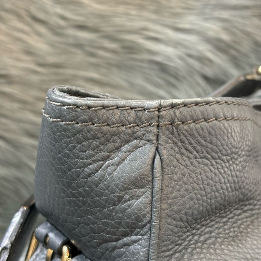 GUCCI 247597 鐵灰 銀河灰 全皮 肩背包 牛角包 購物包 托特包-12