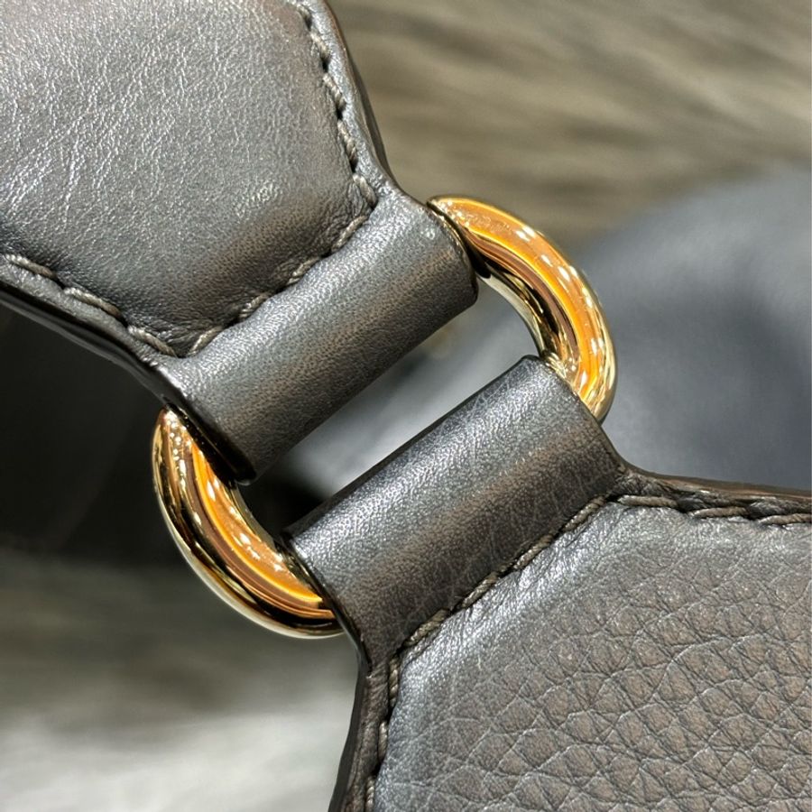 GUCCI 247597 鐵灰 銀河灰 全皮 肩背包 牛角包 購物包 托特包-15