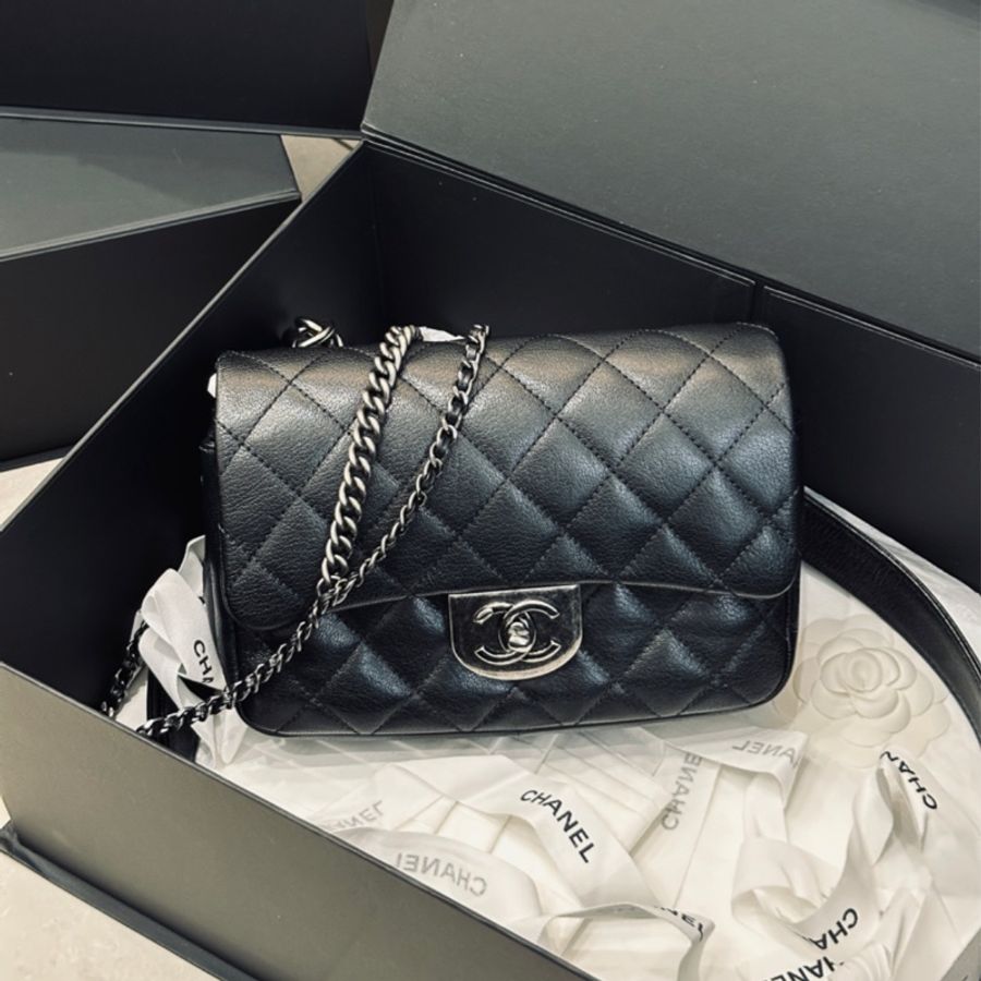 (已售出)Chanel Cf20 秀款黑銀荔枝牛皮鎖頭鏈條包🉑斜挎🉑肩背 秒殺限量款 全台唯一🔥-7