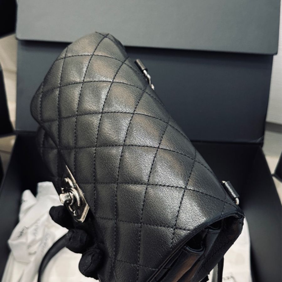 (已售出)Chanel Cf20 秀款黑銀荔枝牛皮鎖頭鏈條包🉑斜挎🉑肩背 秒殺限量款 全台唯一🔥-13