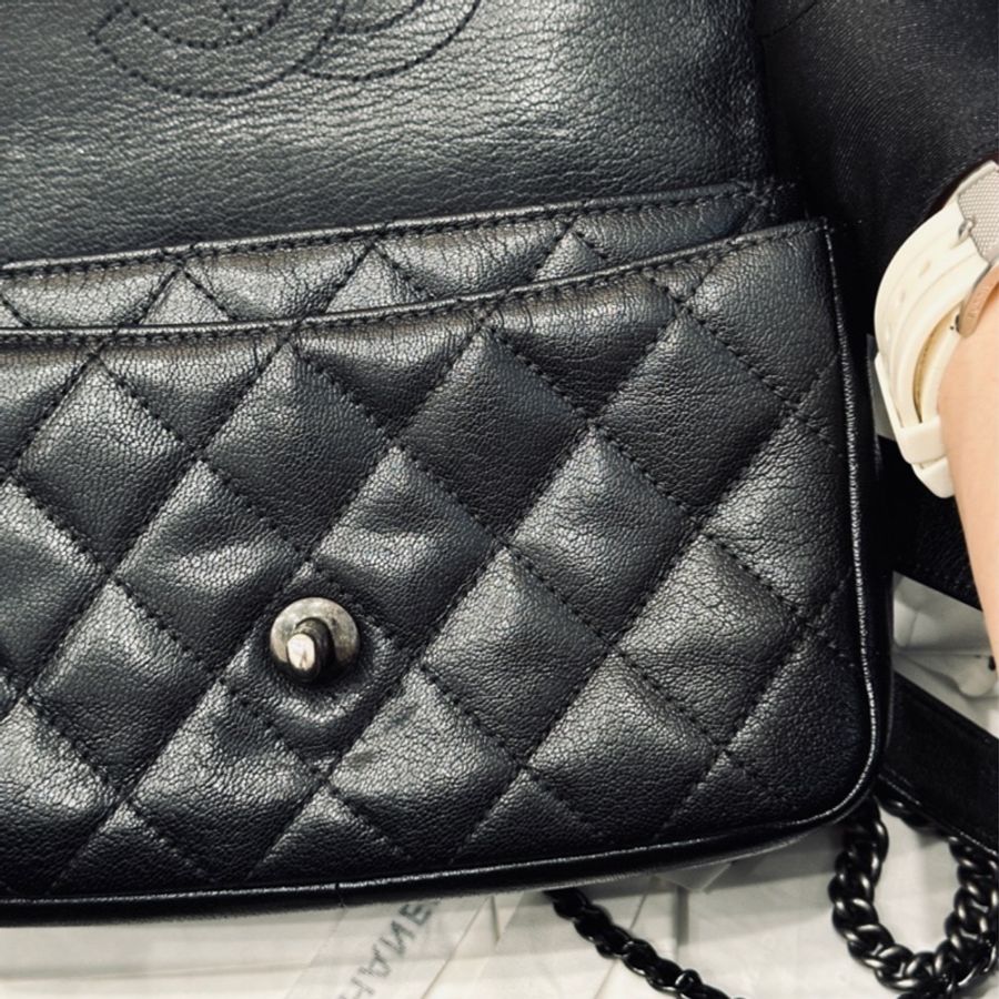 (已售出)Chanel Cf20 秀款黑銀荔枝牛皮鎖頭鏈條包🉑斜挎🉑肩背 秒殺限量款 全台唯一🔥-24