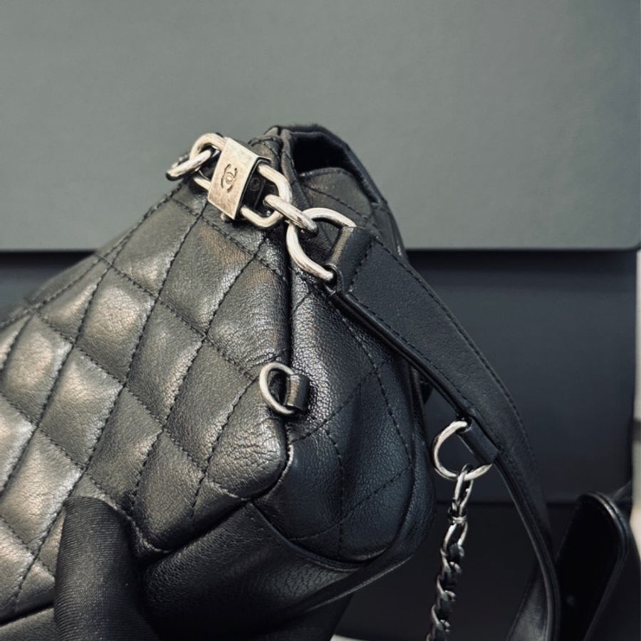 (已售出)Chanel Cf20 秀款黑銀荔枝牛皮鎖頭鏈條包🉑斜挎🉑肩背 秒殺限量款 全台唯一🔥-25