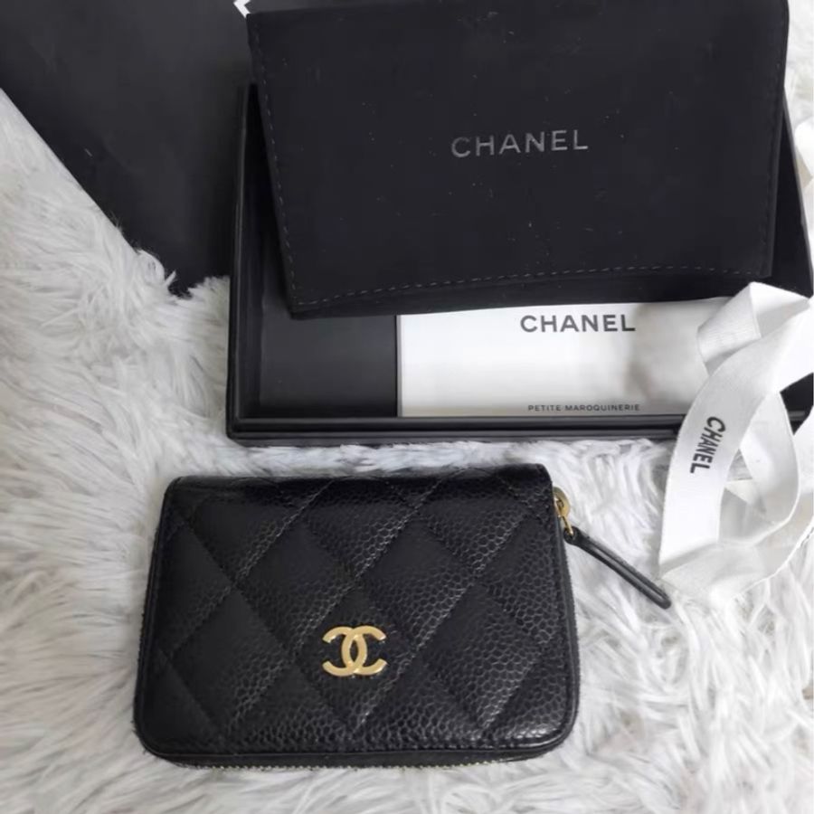 母親節🉑️送禮🈶️25年購證☑️ #香奈兒 #chanel 25s黑金 #荔枝皮 ㄇ字拉鍊 #零錢包 #卡包-8