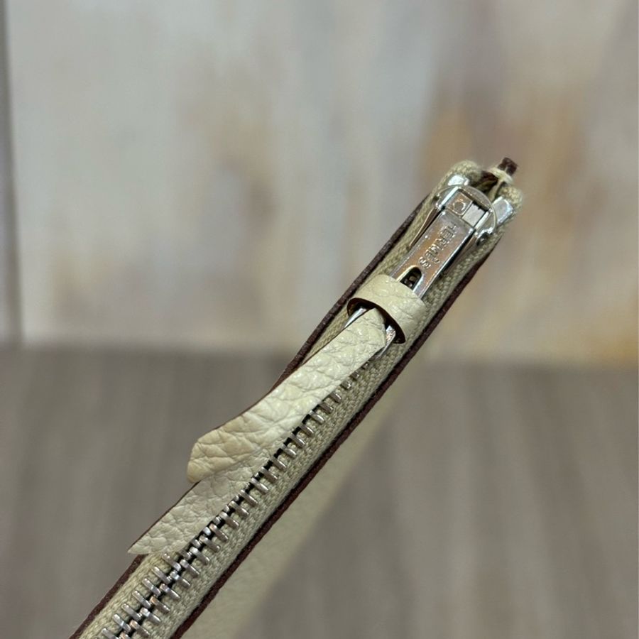 HERMES DOGON 銀釦 香草色 荔枝皮 2件式 皮夾 長夾 零錢包 護照夾-22