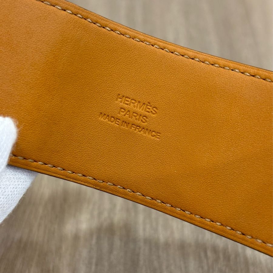 HERMES CDC 寬版 銀釦 大象 灰 全 皮 卯釘 搖滾 手鐲 手環-8