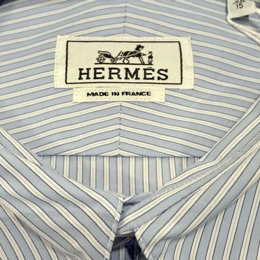 Hermes 男裝藍白條子襯衫-2