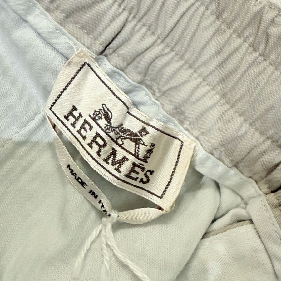 Hermes 男裝卡其色休閒抽繩褲-5