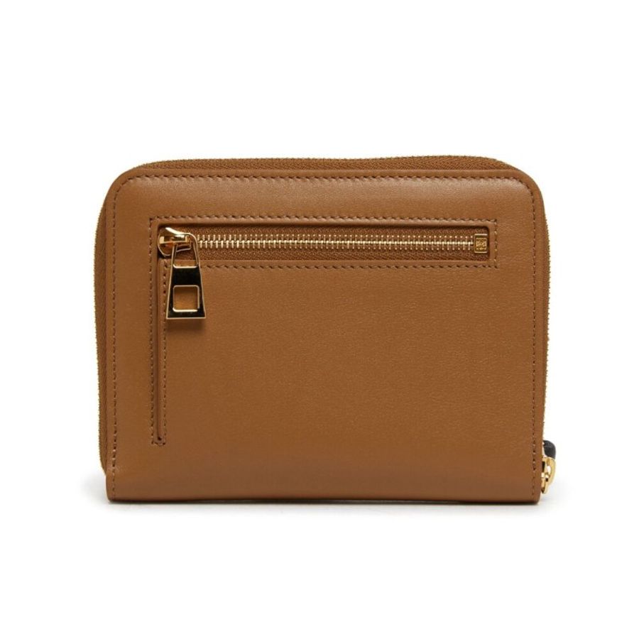 【LOEWE 羅威】Knot Compact Zip 納帕小牛皮 繩結環繞式 拉鍊 卡夾 皮夾 短夾 橡木色 黑色 CEM1CWZX01-4