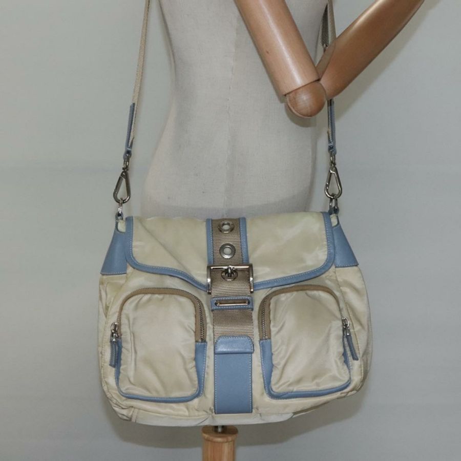 【日本直送】PRADA 尼龍皮革米色單肩包 正品 ki5455-21