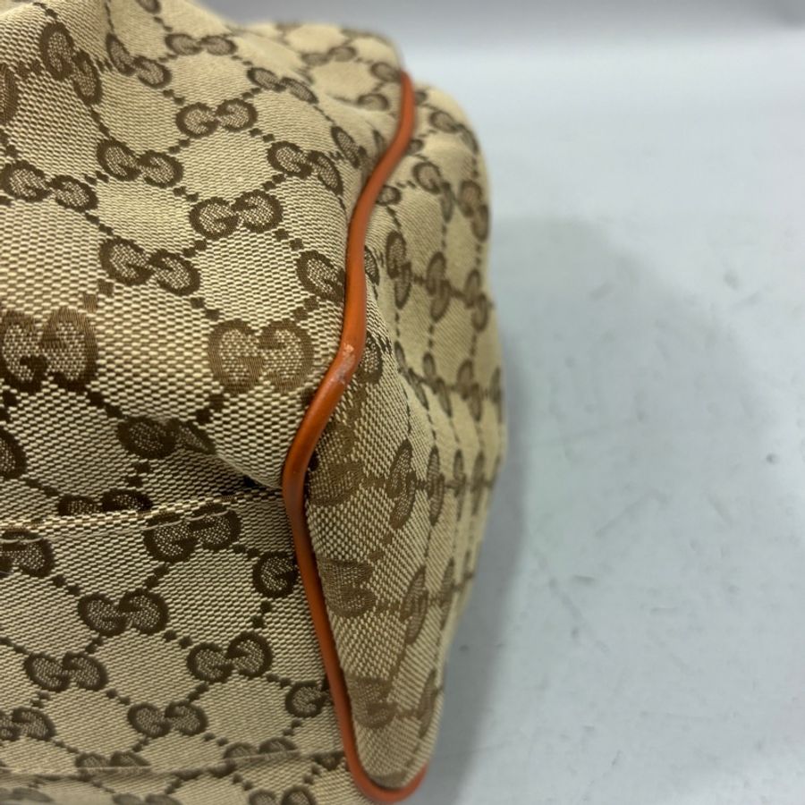 Gucci 211944橘牛皮老花布面Sukey手提包 托特包-6
