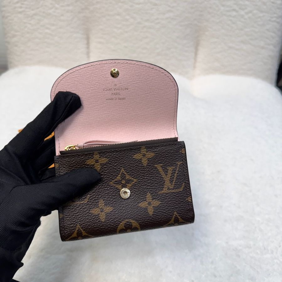 Louis Vuitton LV 原花 粉色 牛皮 Rosalie 零錢包 Monogram 弧形翻蓋卡夾 M83600-6