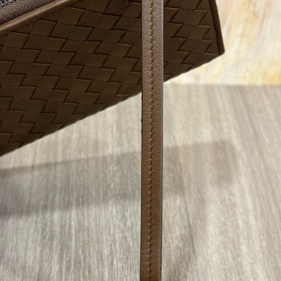 BOTTEGA VENETA BV 咖啡 全皮 編織 零錢 拉鍊 發財 長夾 夾 皮夾-5