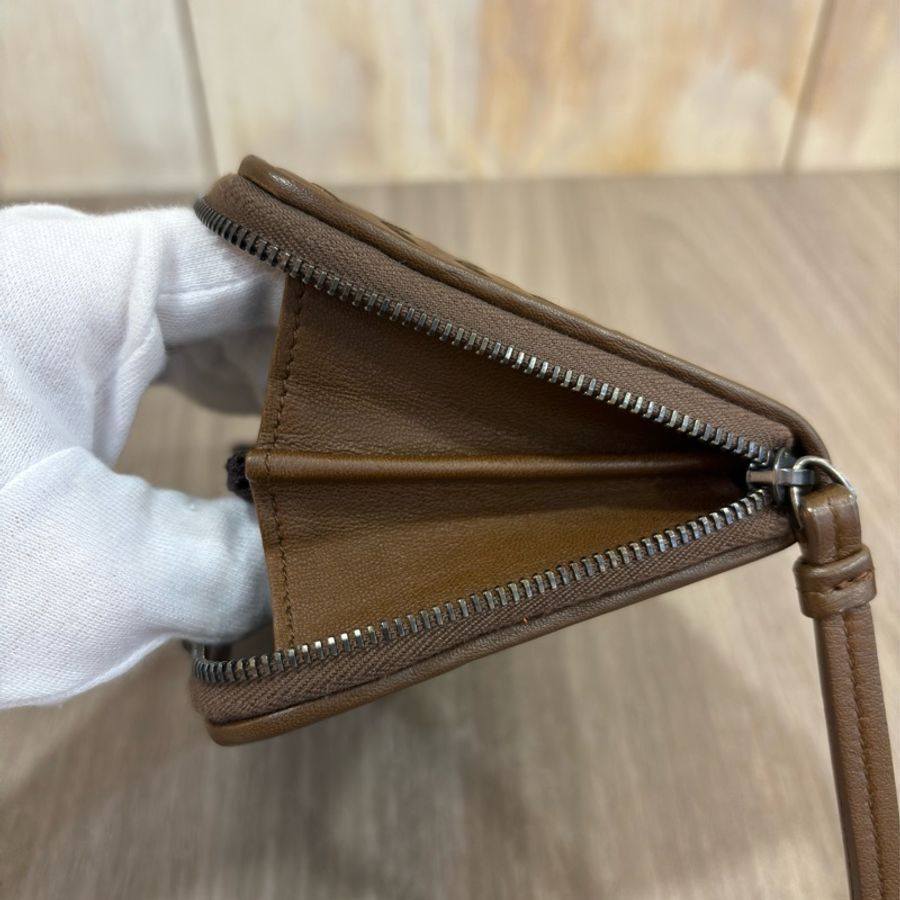 BOTTEGA VENETA BV 咖啡 全皮 編織 零錢 拉鍊 發財 長夾 夾 皮夾-11