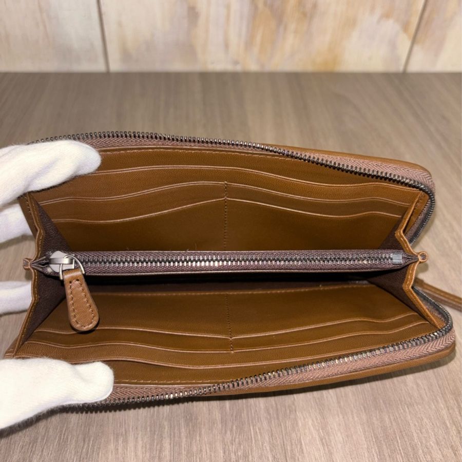 BOTTEGA VENETA BV 咖啡 全皮 編織 零錢 拉鍊 發財 長夾 夾 皮夾-13